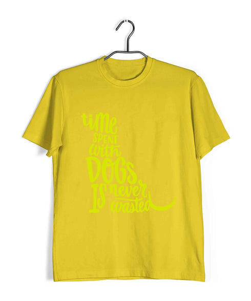Aaramkhor Specials Dogs TIME SPENT WITH DOGS IS NEVER WASTED Custom Printed Graphic Design T-Shirt for Women